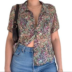 Vintage Floral Button Up Blouse